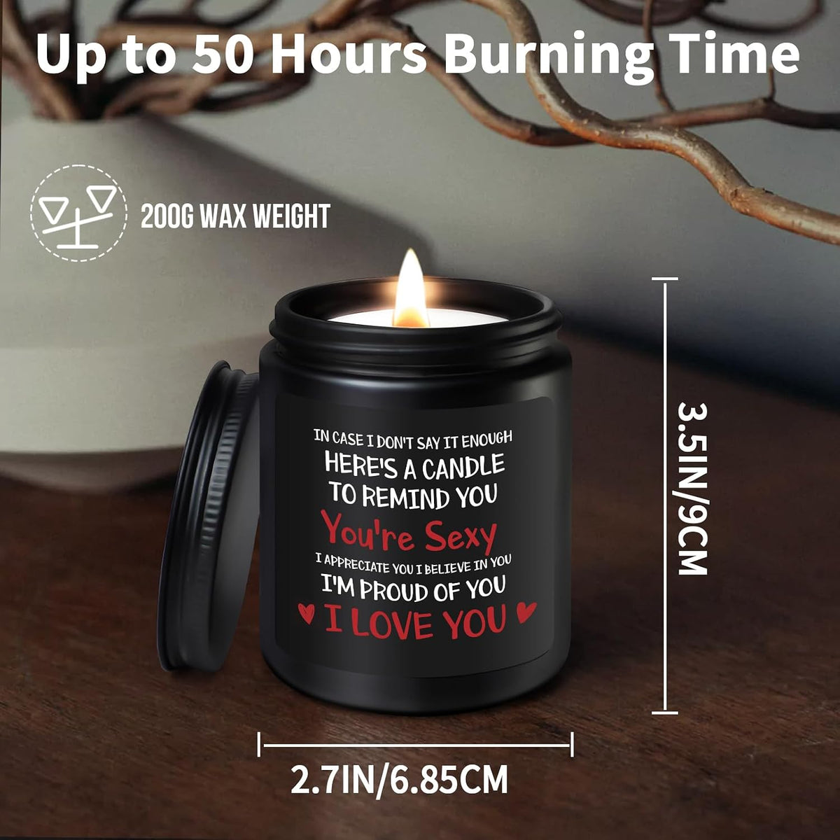 Anniversary Valentines Gifts for Him Her - Sandalwood Scented Candle Birthday Christmas Wedding Romantic I Love You Gifts Presents for Her Girlfriend Boyfriend Wife Husband Women Men
