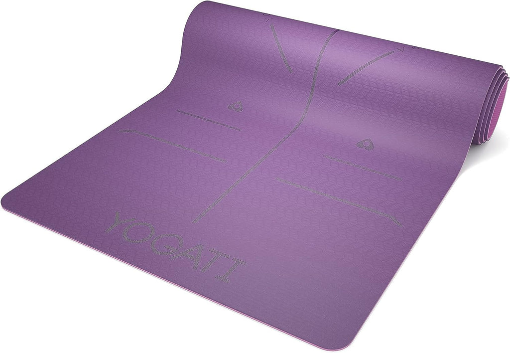 Yoga Mat with Alignment Lines. Yoga Mats with Carry Strap Perfect for Pilates and Fitness Workout, Eco Friendly Non Slip Thick Yoga Mats for Women and Men - Yoga Matt.