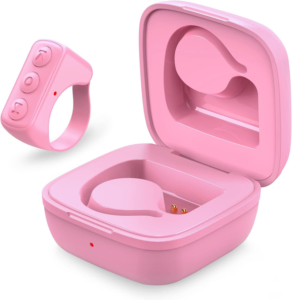 Tiktok Remote Control Ring Finger Scroller Remote E-Book Bluetooth Scrolling Ring Page Turner,Compatible with Iphone,Ipad,Android(Pink)