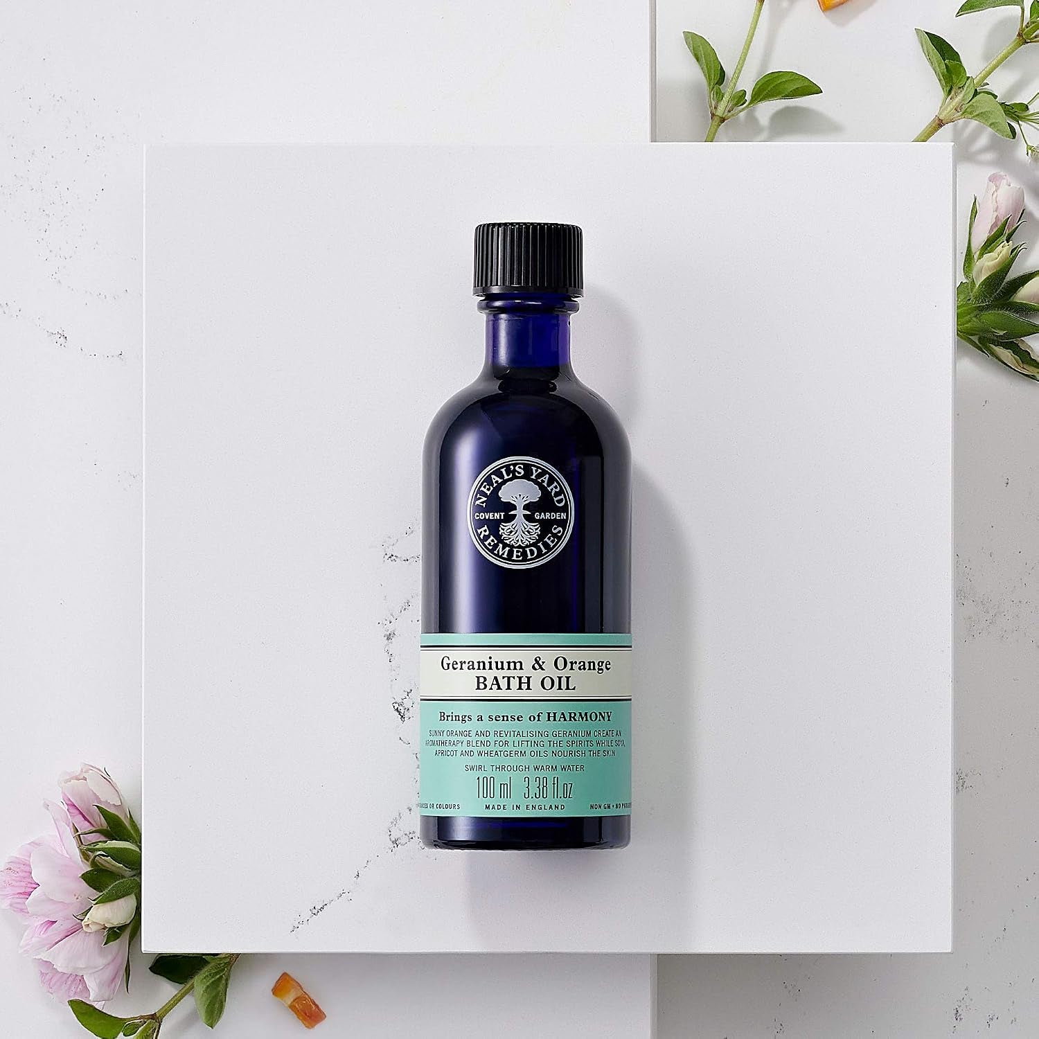 Geranium & Orange Bath Oil, Energise Body & Mind, Uplifting Scents, Bath Soak, Vegan & Cruelty-Free, 100Ml