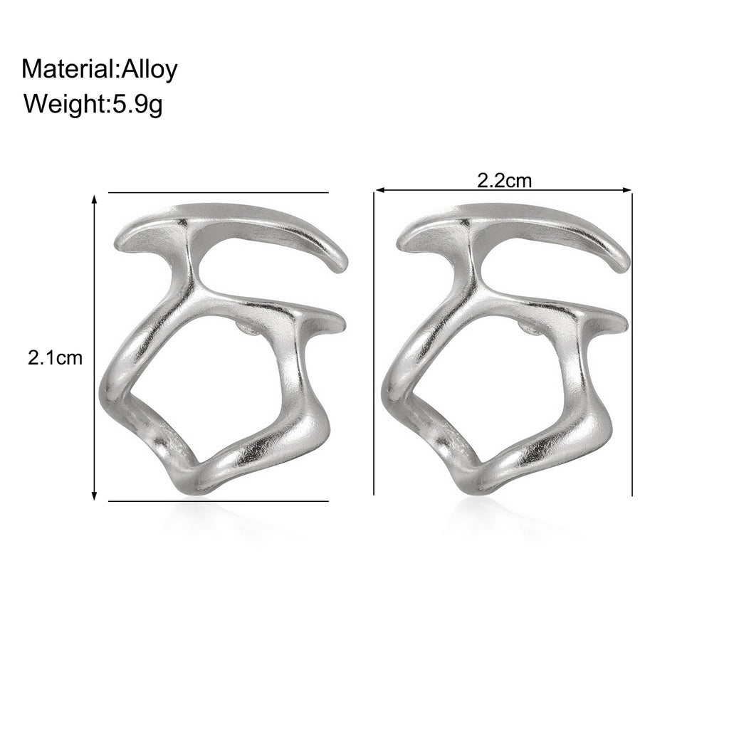 Hot selling cold wind irregular hollow out metal earrings for female personality niche design, internet celebrity high-end sense earrings