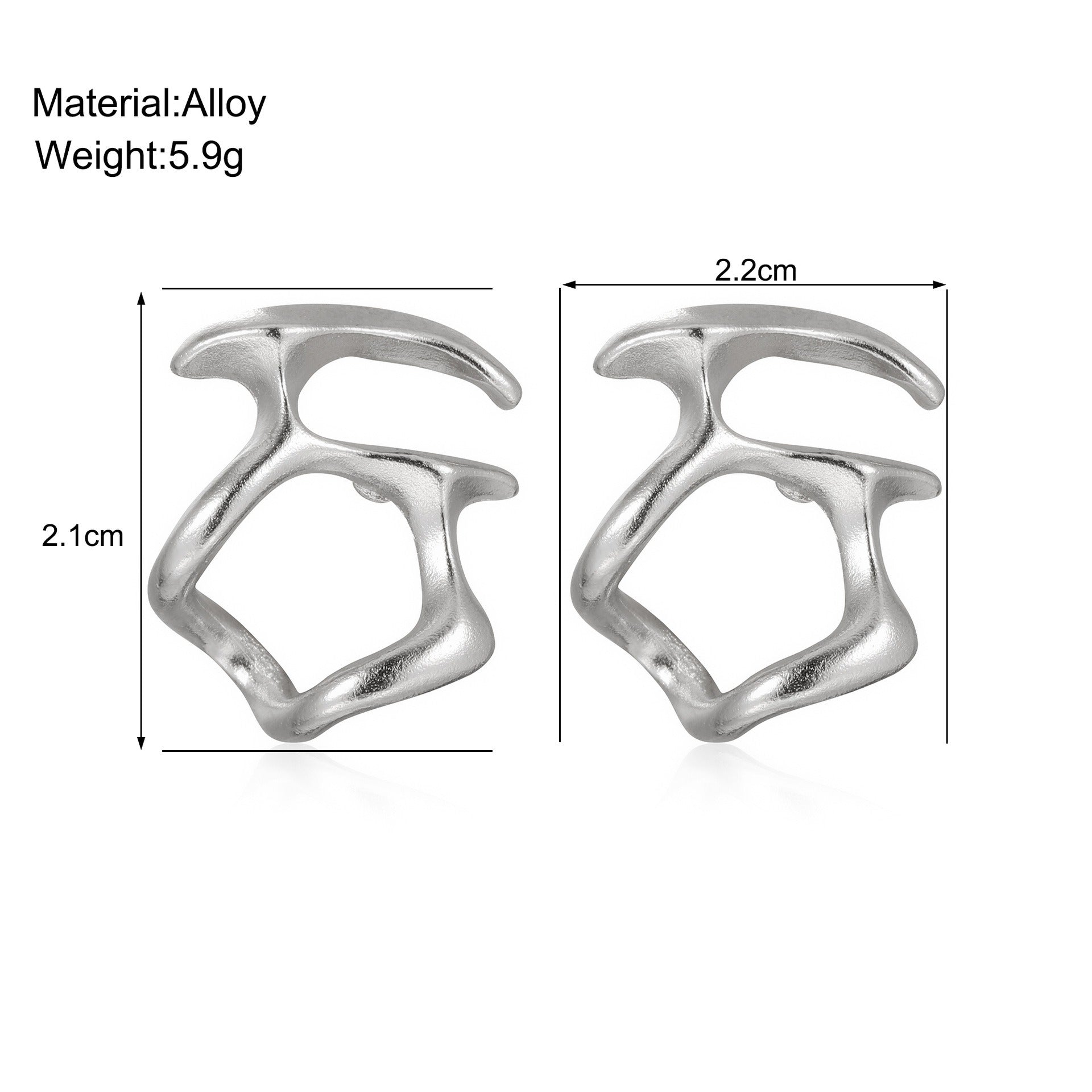 Hot selling cold wind irregular hollow out metal earrings for female personality niche design, internet celebrity high-end sense earrings