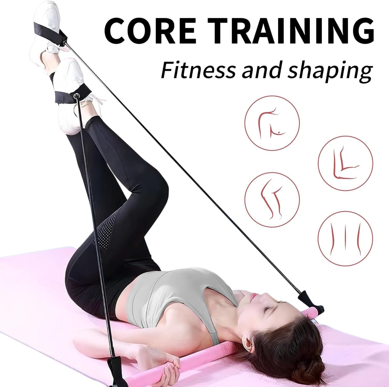 Pilates Bar with Resistance Band Bar Portable Pilates Studio, Pilates Equipment Home Pilates Kit for Full Body Workout, at Home Pilates Kit Exercise Pilates Set for Women and Men