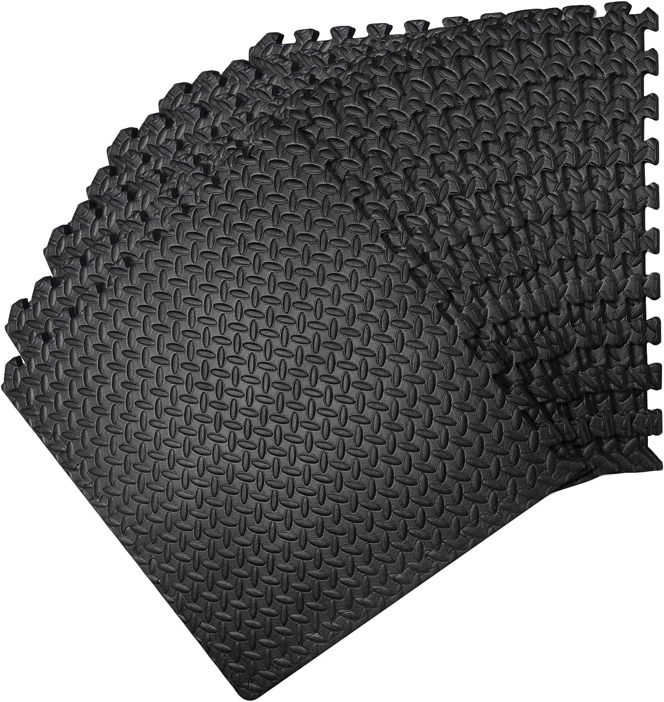 Interlocking Foam Mats Soft | (60 X 60 Cm) Eva Exercise Mat | 12 Tiles Covers 48 Square Feet | Rubber Matting Non-Slip for Gym Floor | Thick Yoga Exercise Matt for Home, Gym, or Office