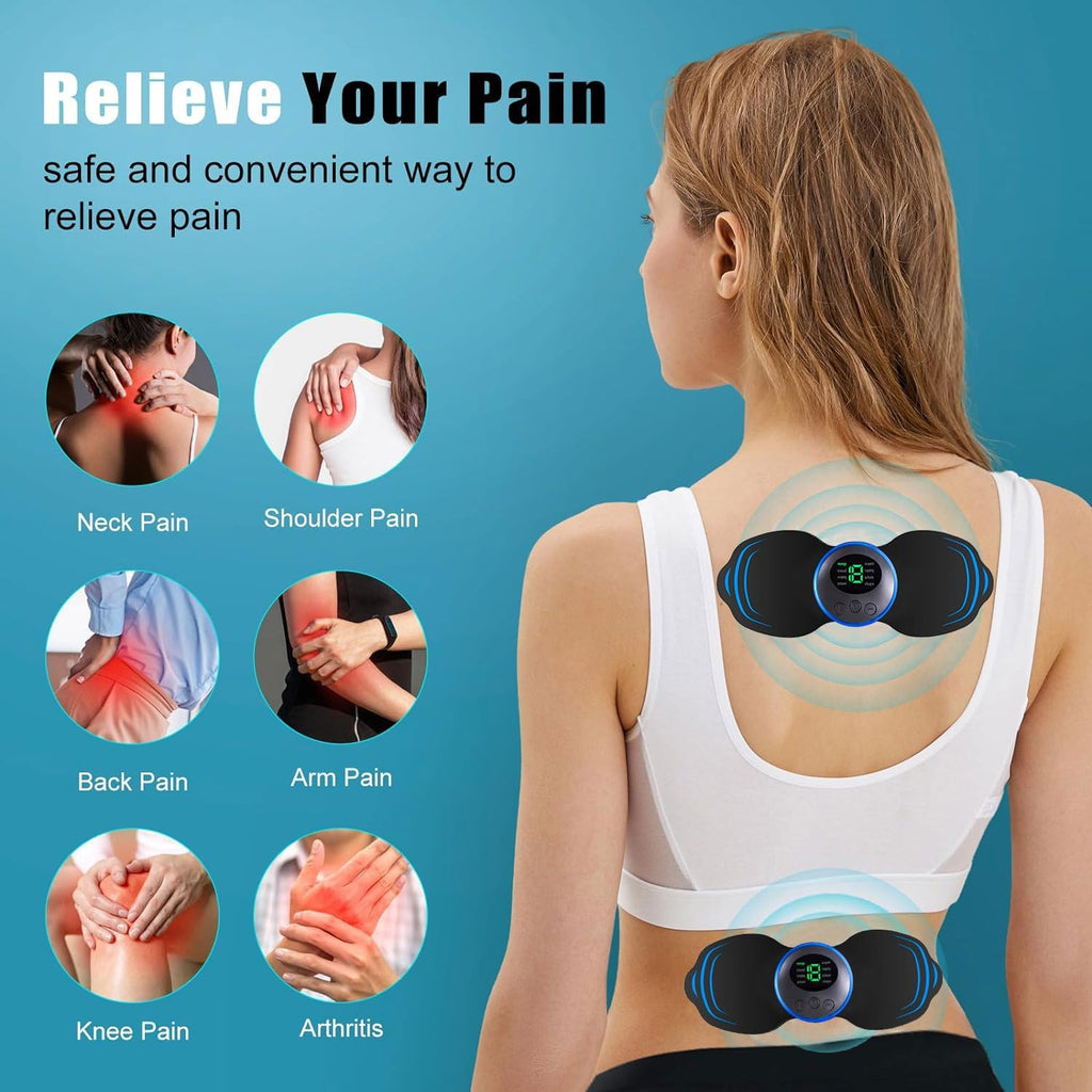 Wirelss TENS Machine for Pain Relief, Nerve Muscle Stimulator for Pain Management with 8 Modes,19 Levels, Mini Neck Massager,Rechargeable TENS Unit for Back,Neck,Shoulder,Knee,Body