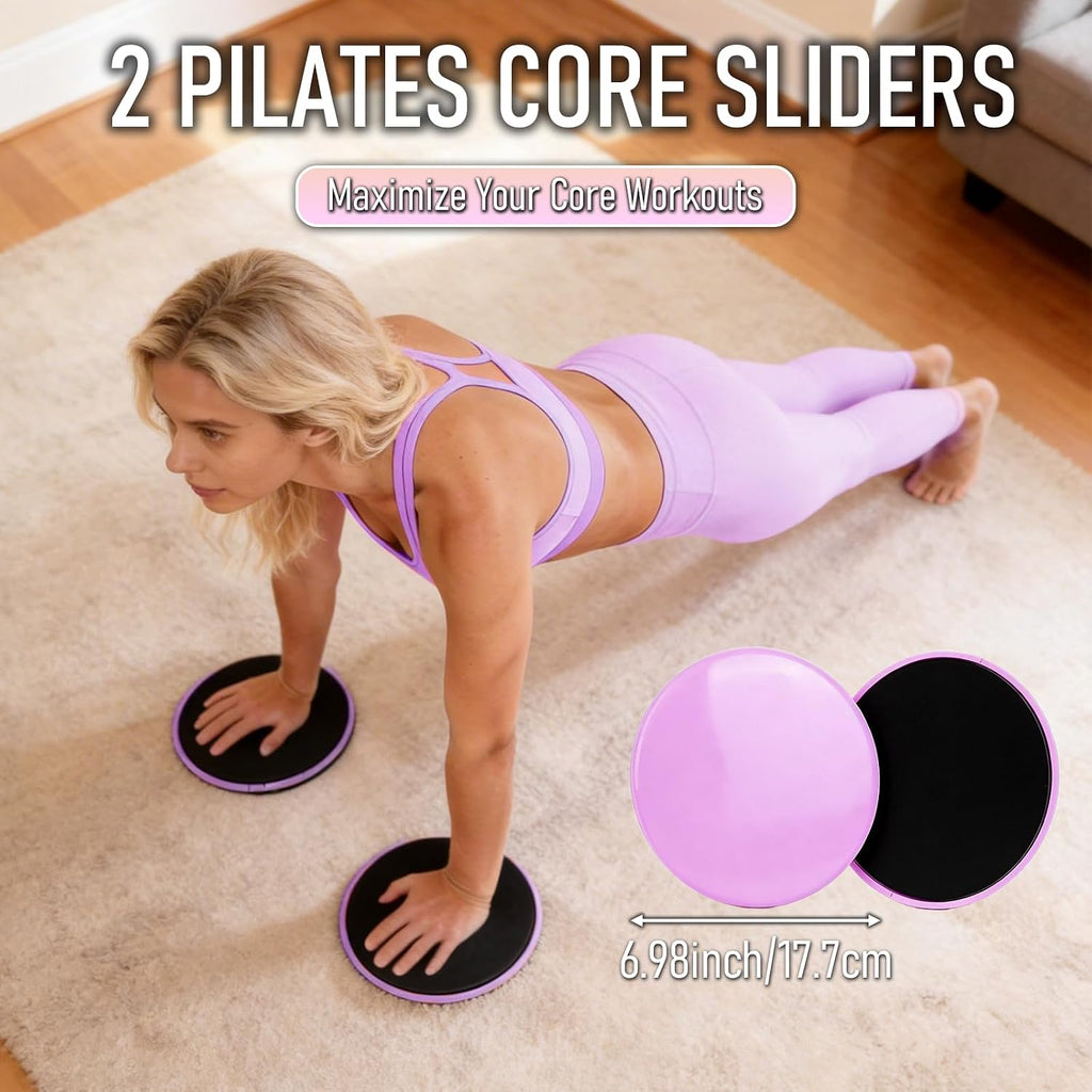 Pilates Equipment 15PCS Essential Kit, Home Workout Pilates Starter Ring Kits for Women Beginners, Yoga Ball, Resistance Bands, Non-Slip Wrist Straps, Fitness Exercise Equipment for Home Use