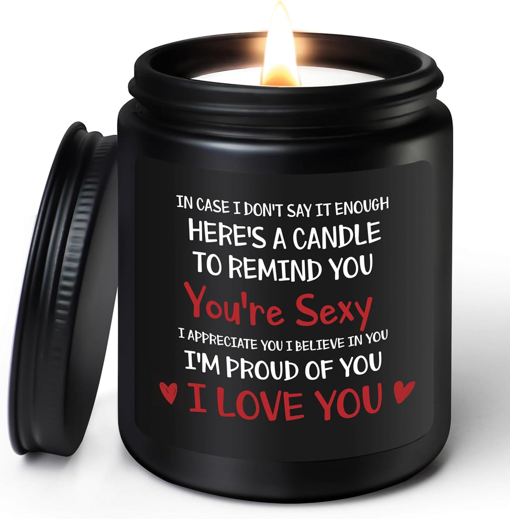Anniversary Valentines Gifts for Him Her - Sandalwood Scented Candle Birthday Christmas Wedding Romantic I Love You Gifts Presents for Her Girlfriend Boyfriend Wife Husband Women Men