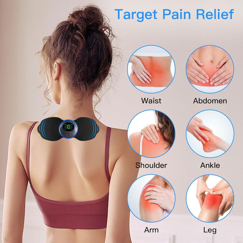 Wirelss TENS Machine for Pain Relief, Nerve Muscle Stimulator for Pain Management with 8 Modes,19 Levels, Mini Neck Massager,Rechargeable TENS Unit for Back,Neck,Shoulder,Knee,Body