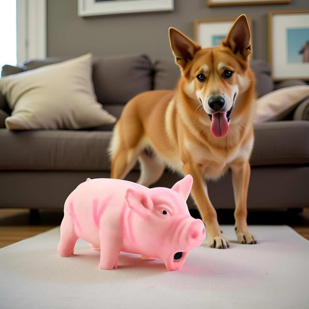 Latex Pig Soft Chew Dog Toy, Squeaky Pig Dog Toys, Pink Latex Puppy Toy Honking Pet Chew Grunting Toy Squeaky Dog Toys Latex Dog Toys Pet Chew Interactive Toys Dog Water Toys for Puppy Small Dog(Pink)