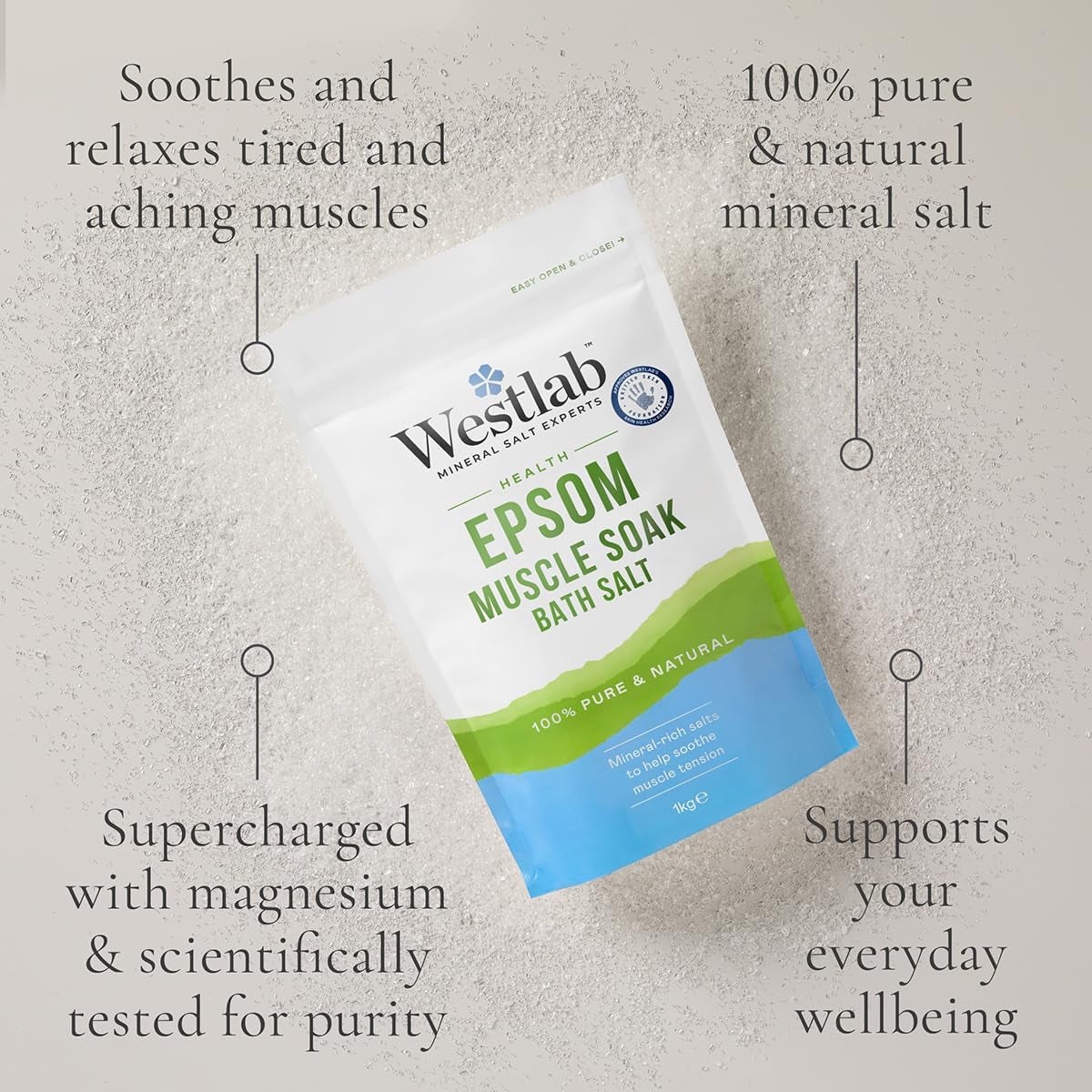 Health Epsom Bath Salts 2Kg (1 Pack)