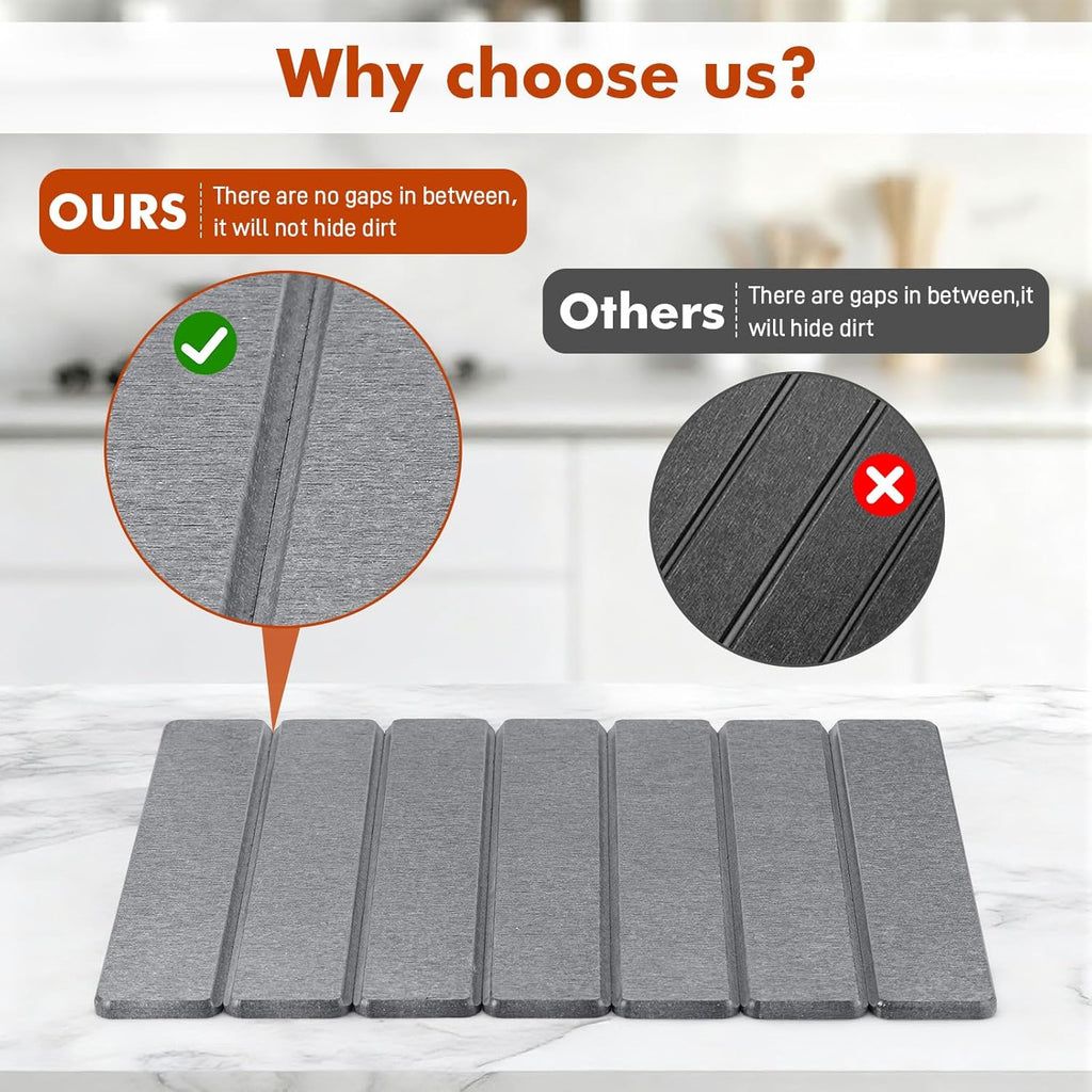 40X30Cm Stone Drying Mat for Kitchen Counter (Dark Grey)