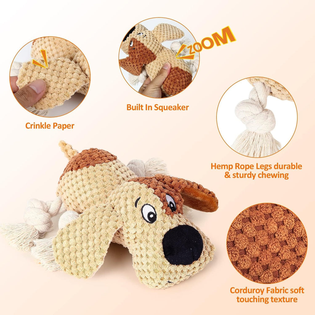 Dog Toys for Aggressive Chewers-Dog Toys for Large Dogs, Big Dog Chew Toys and Large Breeds, Tough Durable Indestructible Dog Toys, Squeaky (Brown) (Brown)