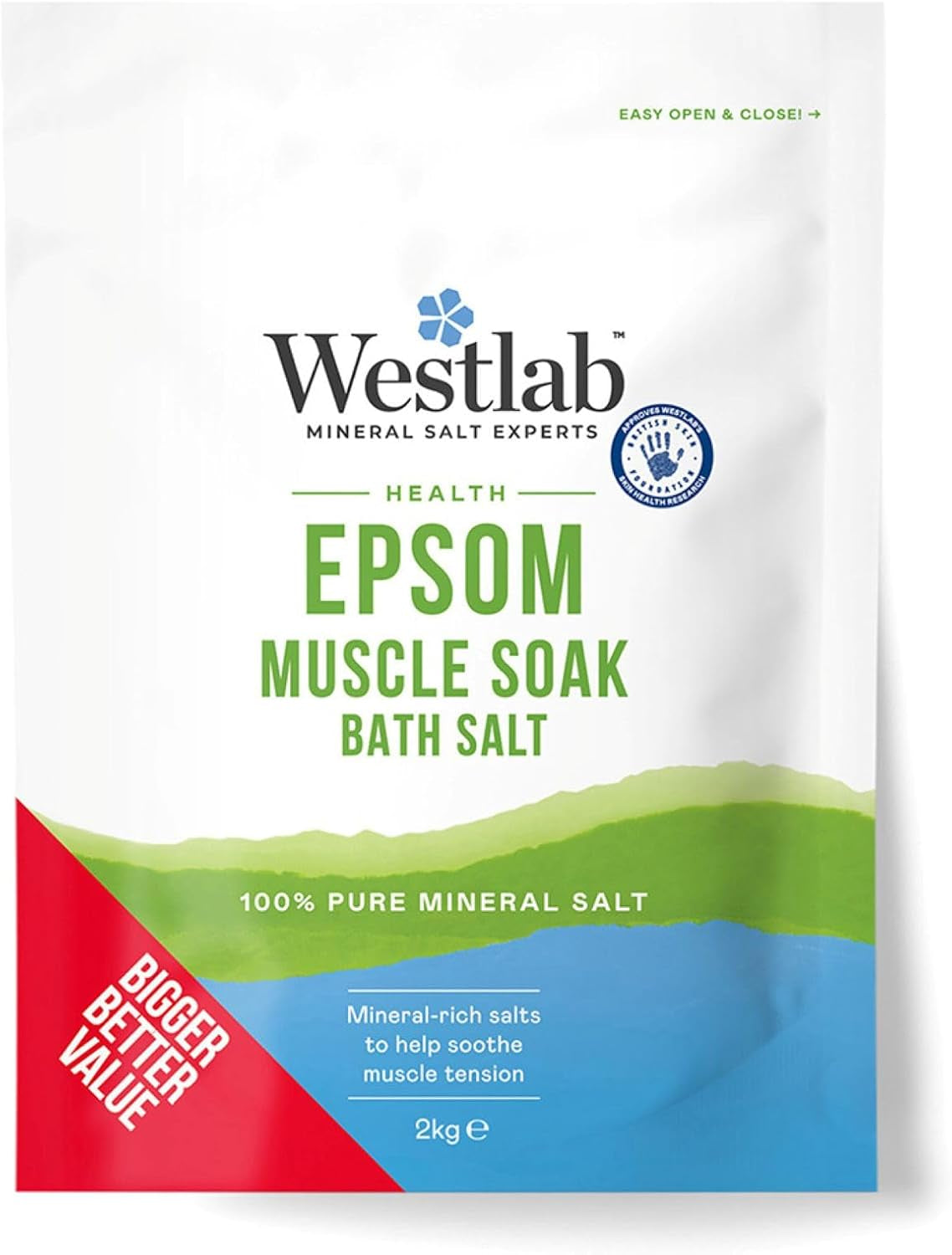 Health Epsom Bath Salts 2Kg (1 Pack)