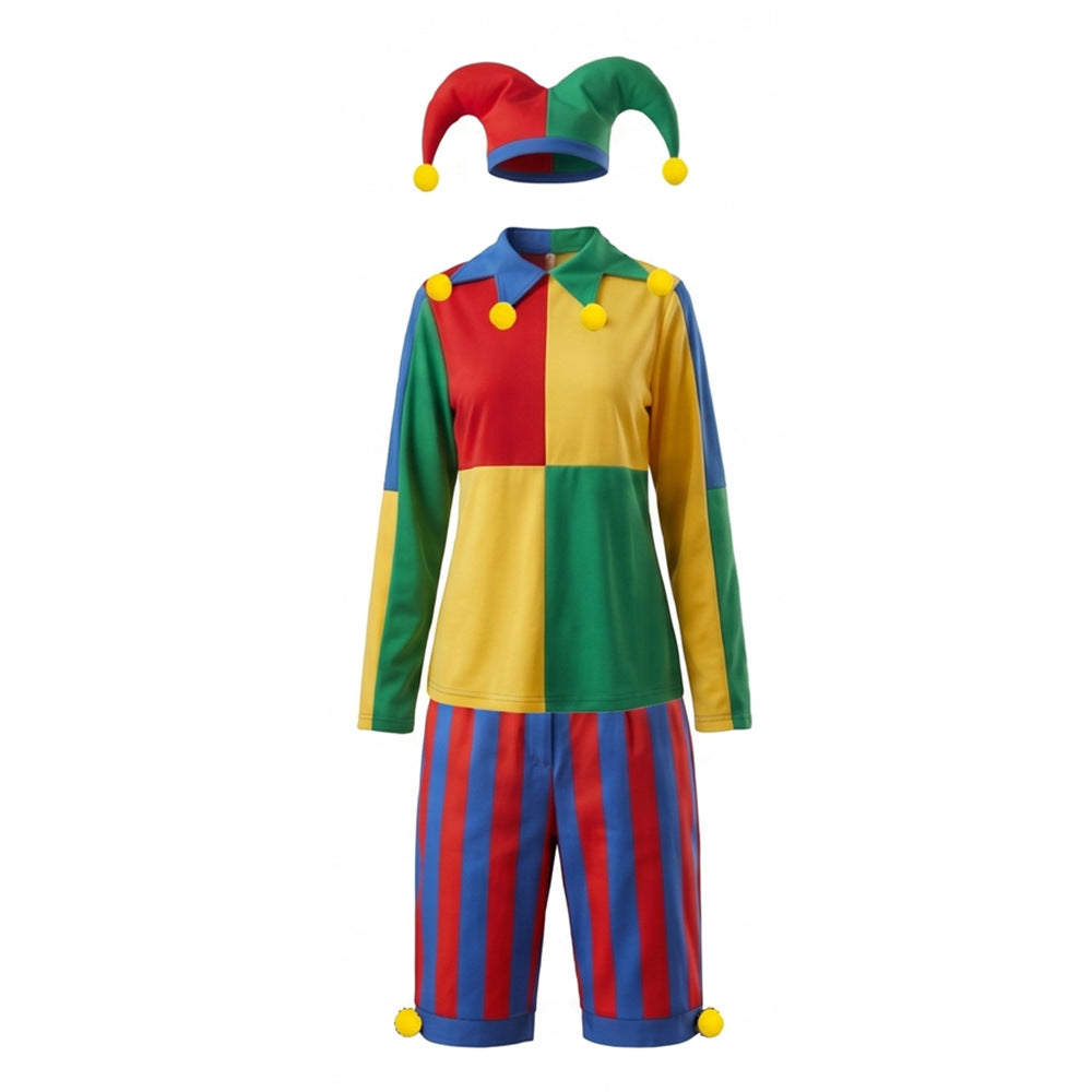 Halloween Nightmare Clown Cosplay Costume, Unisex Nightmare Clown Role Play Outfit for Party and Stage Performance