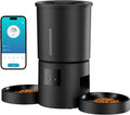 Automatic Cat Feeder with 2 Bowls: 5L Automatic Cat Feeder for 2 Cats with 2.4G Wifi & App Timer for Dry Food -  Dual Bowl Design for Mult Cats & Dogs - Black