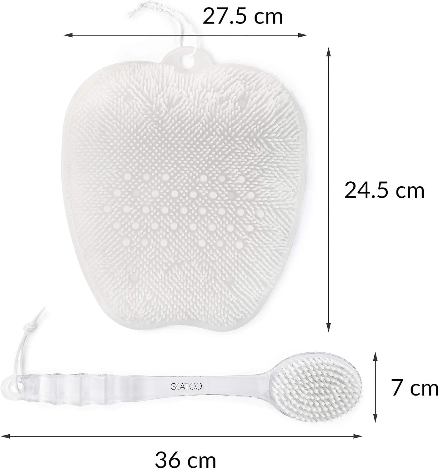 Foot Scrubber for Shower and Body Brush Set. Comfortable to Stand Shower Feet Scrubber No Plastic Smell - Wet and Dry Brush Body Massager. Skin Care and Foot Care Shower Accessories - Clear