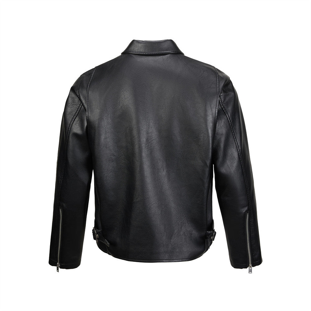 Collar PU leather jacket jacket