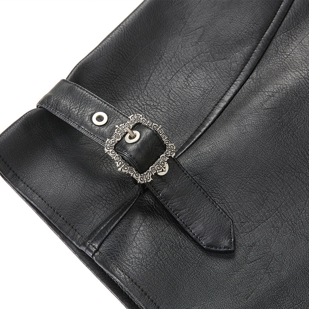 Collar PU leather jacket jacket