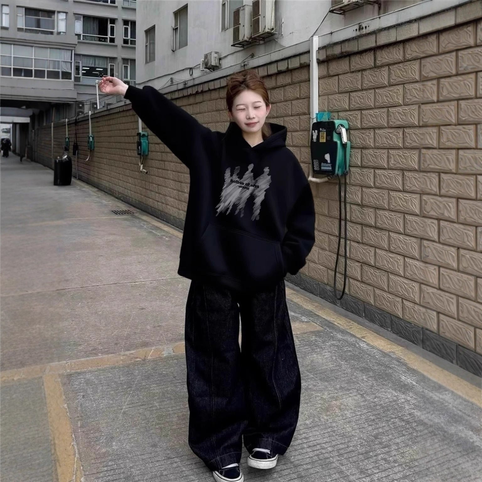 Portrait Print Hoodie, High Street Style, Unisex Oversized Sweatshirt for Men and Women