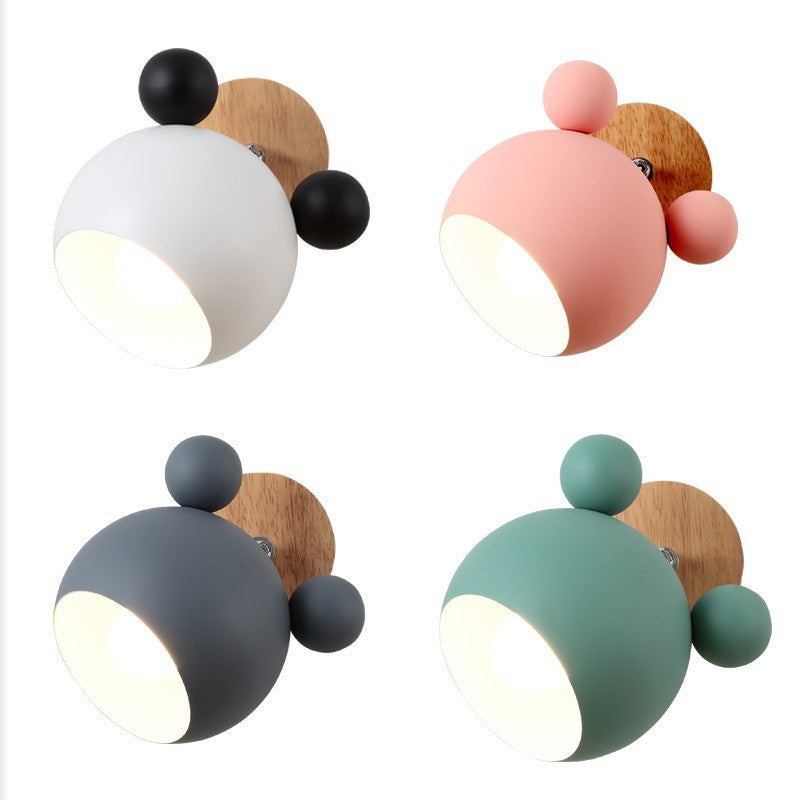 Nordic Wall Lamp Bedroom Bedside Lamp Pink Cute Personality Decorative Lamp Macaron Simple Children's Room Wall Lamp