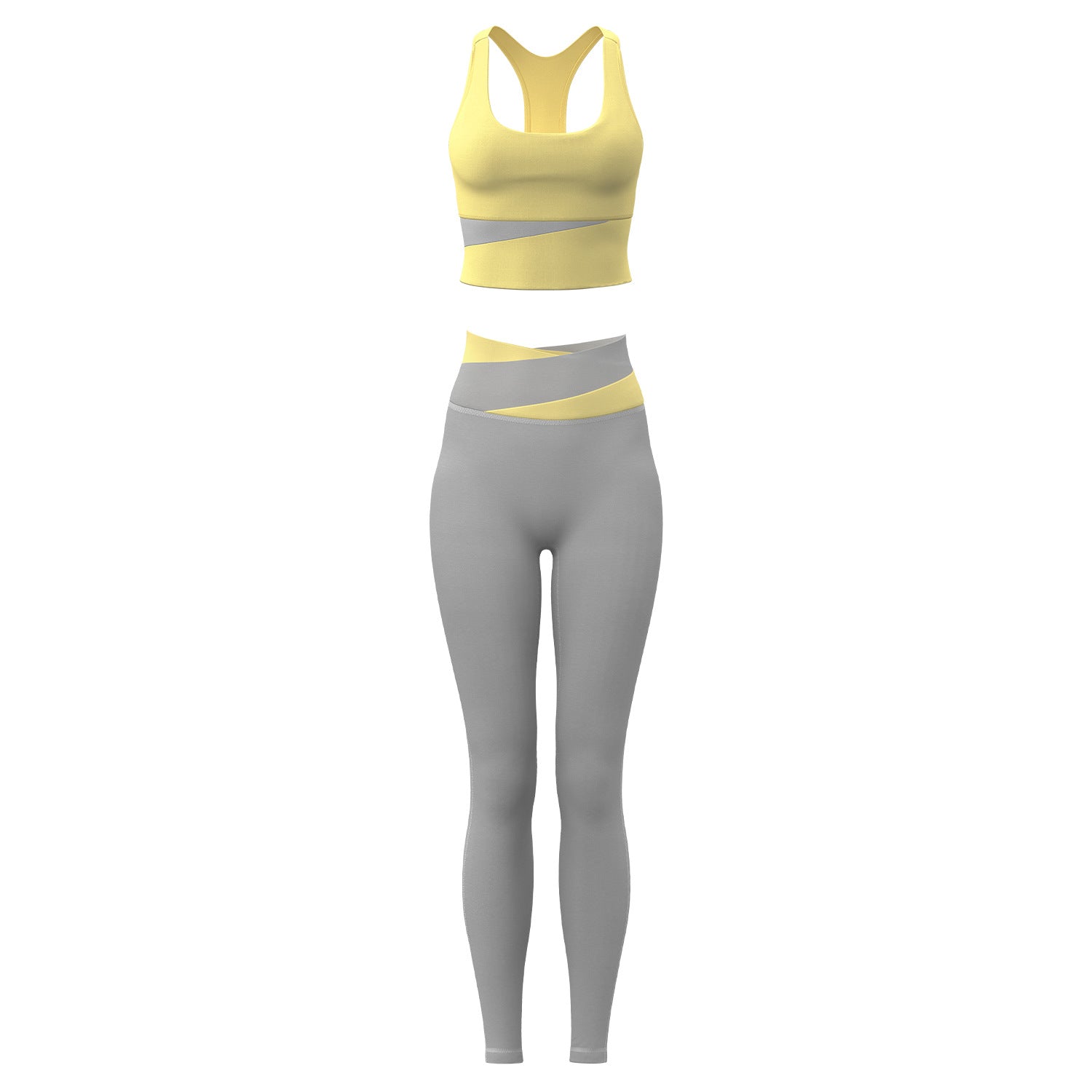 High waisted and abdominal yoga suit shockproof yoga fitness suit tight fitting and hip lifting naked yoga suit set