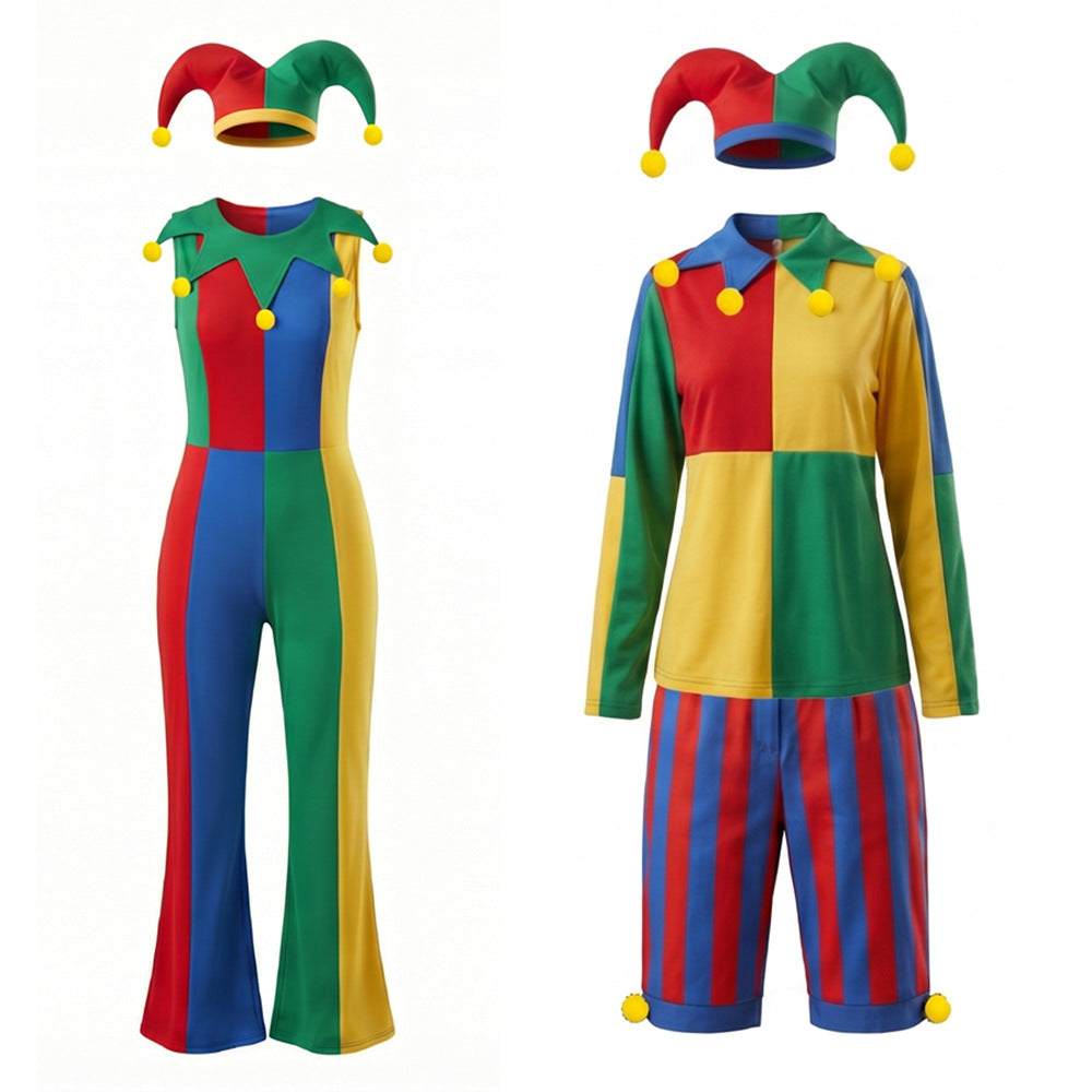 Halloween Nightmare Clown Cosplay Costume, Unisex Nightmare Clown Role Play Outfit for Party and Stage Performance