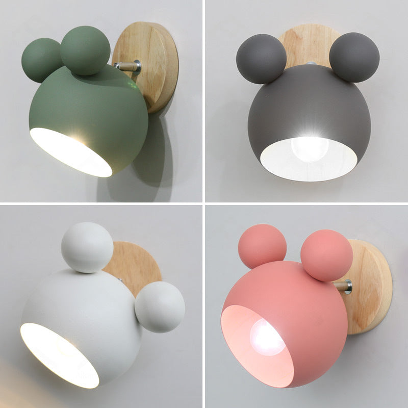 Nordic Wall Lamp Bedroom Bedside Lamp Pink Cute Personality Decorative Lamp Macaron Simple Children's Room Wall Lamp