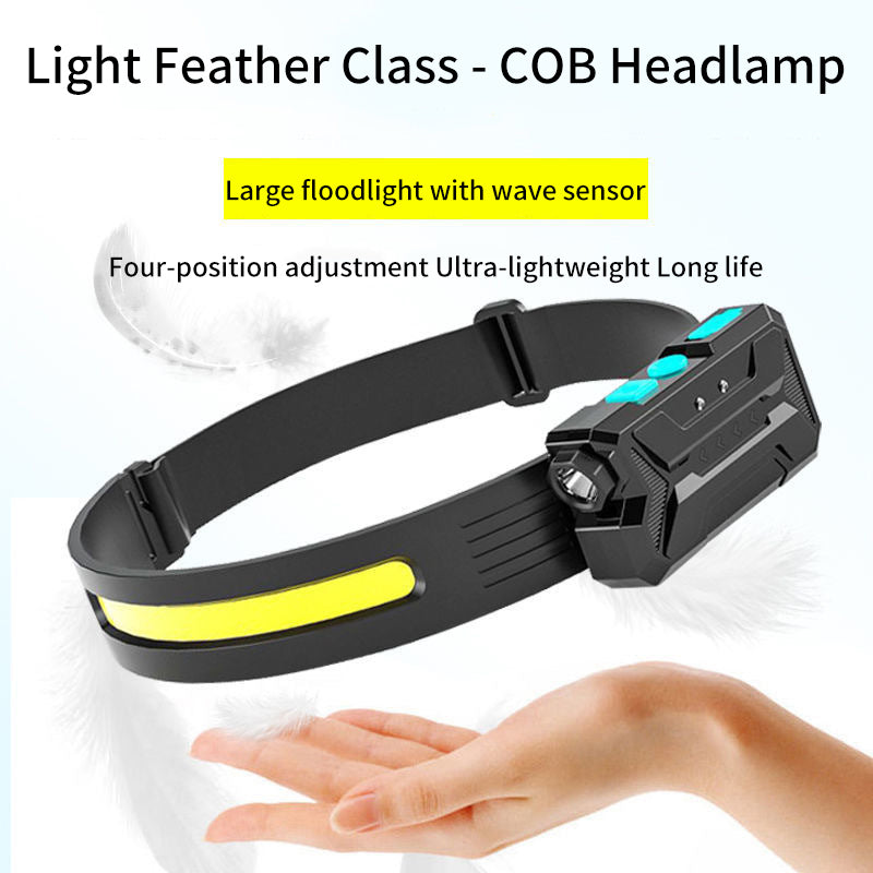 LED Induction COB Headband Light Outdoor Cycling Lights USB Rechargeable Night Running Lights Strong Light Silicone Headlamp