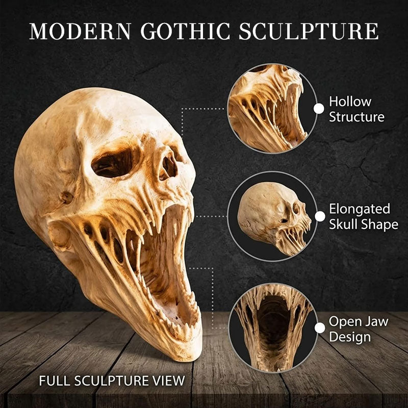 Gothic 3D Demon Skull Sculpture, Horror Skull Decor, Halloween Tabletop Figurine, Dark Gothic Home or Bar Decoration
