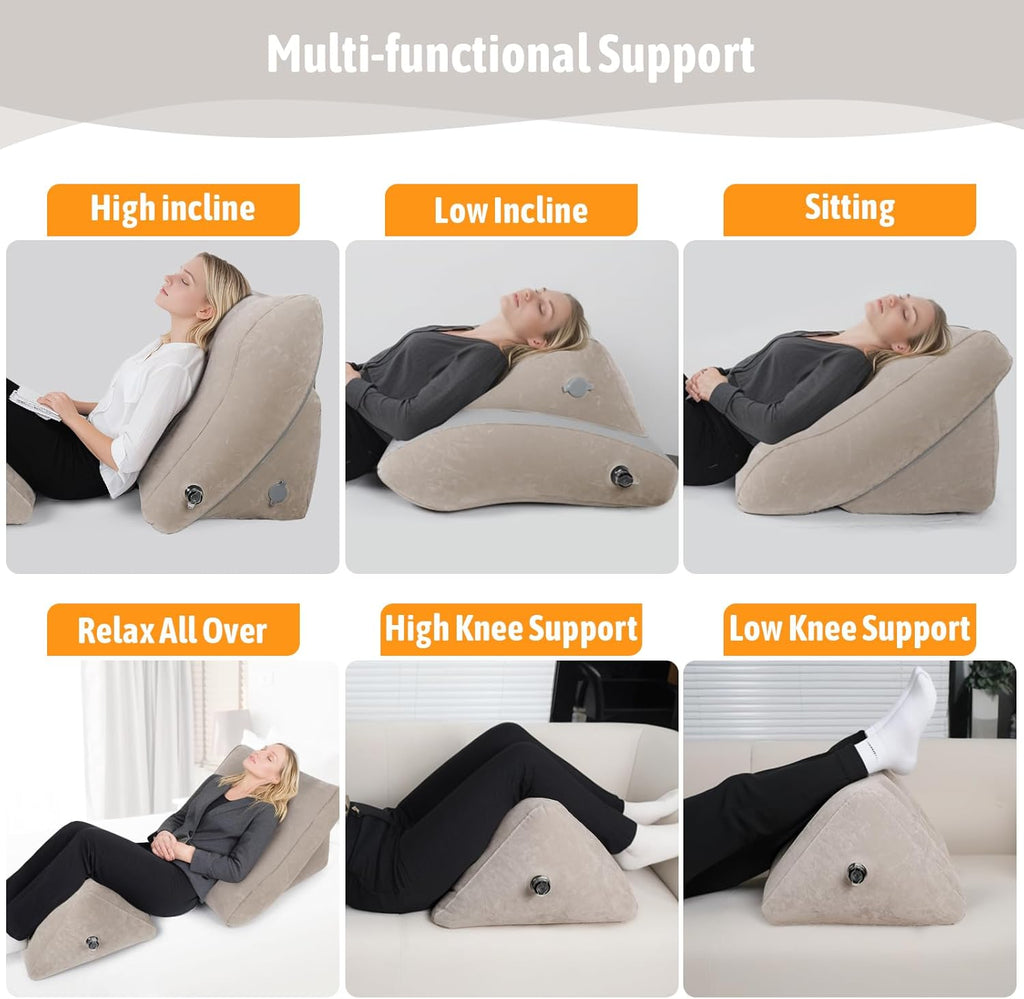 Inflatable Wedge Pillow Set – 2 Pack Portable Travel Wedge Pillow