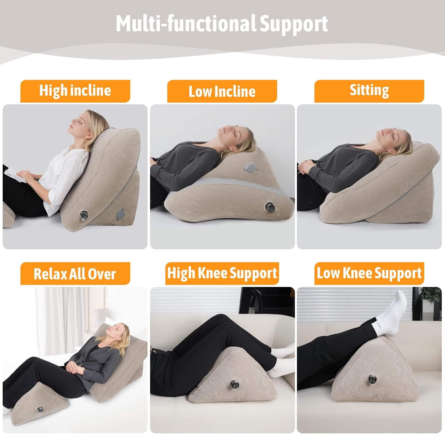 Inflatable Wedge Pillow Set – 2 Pack Portable Travel Wedge Pillow