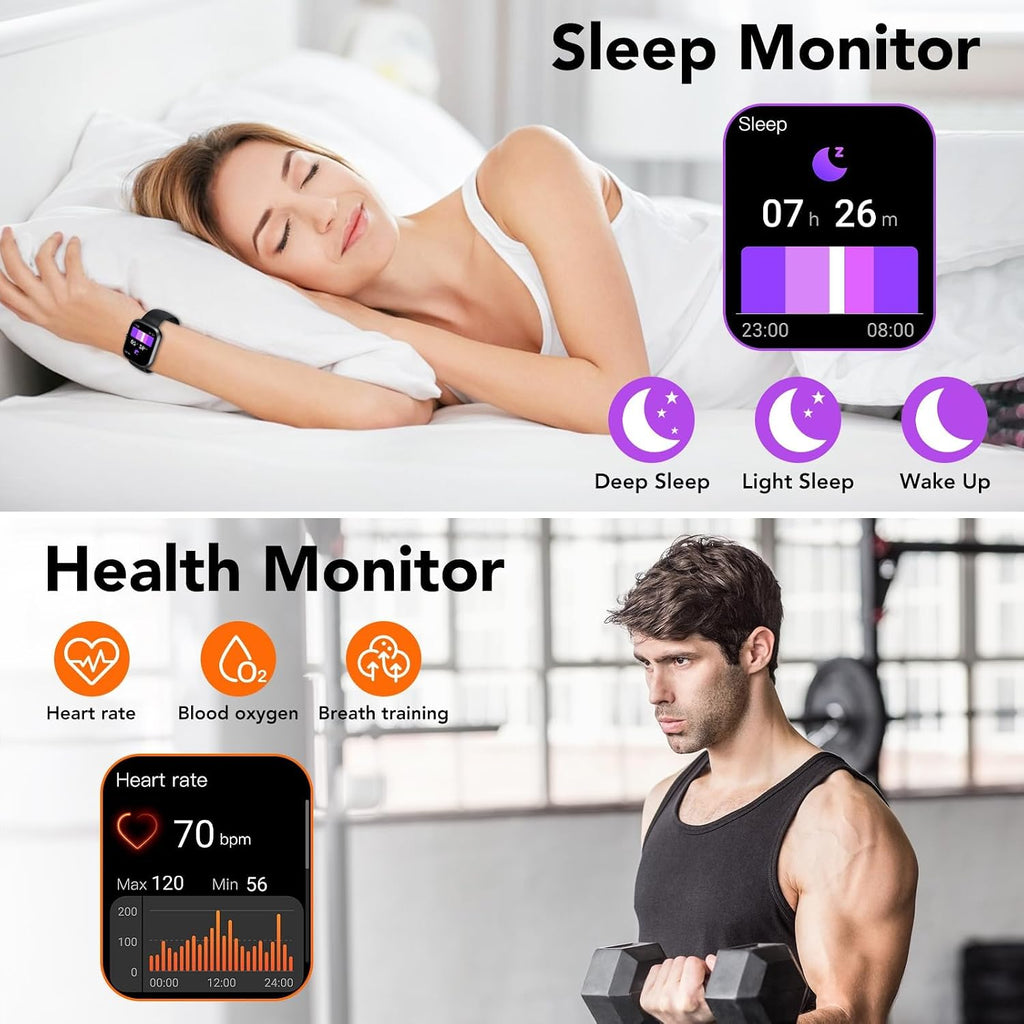AI Voice Assistant Smart Watch for Men Women, Answer/Make Call,1.91''Hd Screen Fitness Watch with Heart Rate/Sleep Spo2 Monitor/Step Counter,115+ Sport Modes,Ip68 Waterproof Smartwatch for Android Ios
