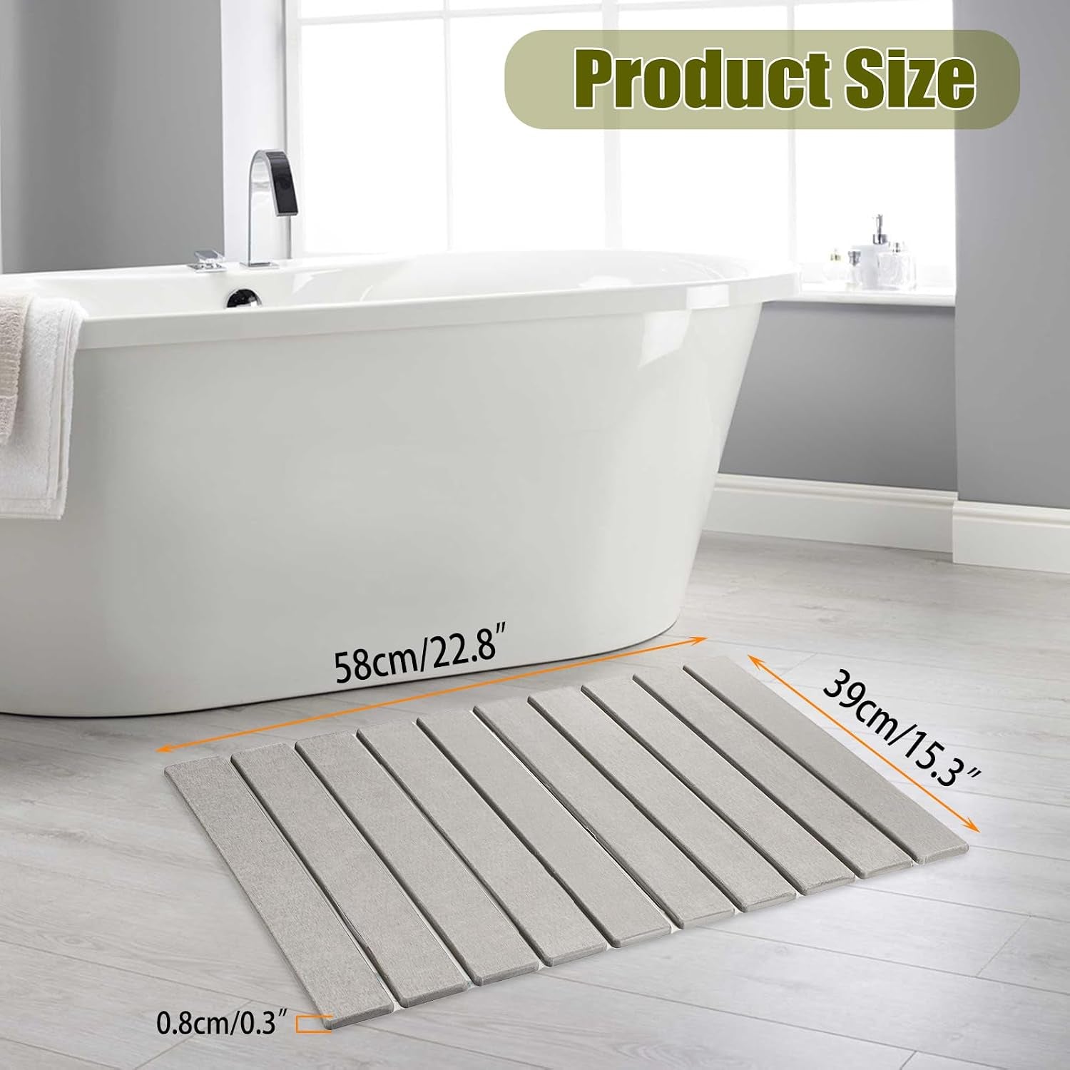 Multi-Piece Combination Diatomite Stone Bath Mats, Non-Slip Washable Modern Mats for Bathroom, Kitchen, Laundry Room, 58 * 39 * 0.8Cm (Gray)