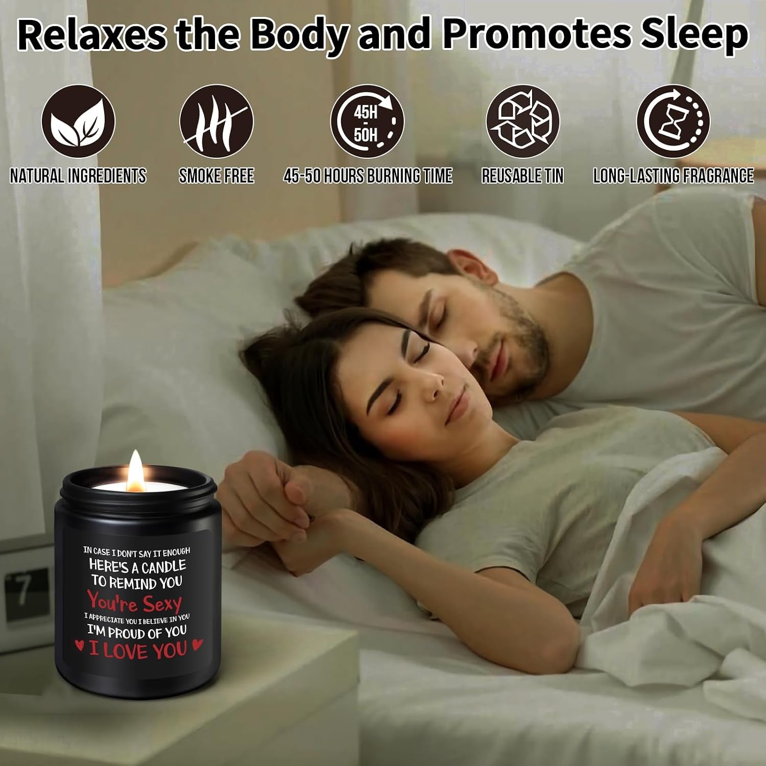Anniversary Valentines Gifts for Him Her - Sandalwood Scented Candle Birthday Christmas Wedding Romantic I Love You Gifts Presents for Her Girlfriend Boyfriend Wife Husband Women Men