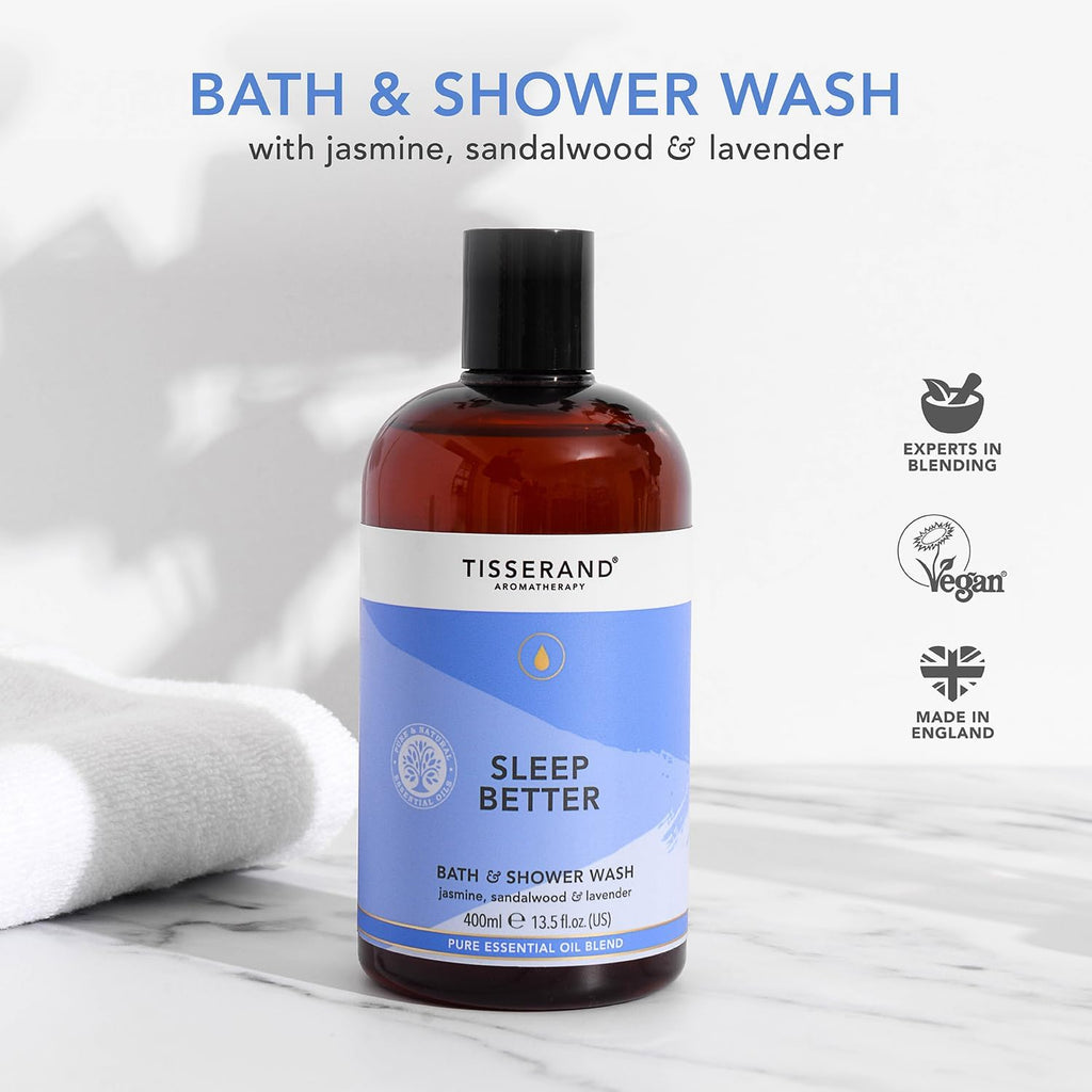 - Sleep Better - Bath & Shower Wash - Lavender, Jasmine & Sandalwood Essential Oils - 100% Natural Pure Essential Oils - 400Ml