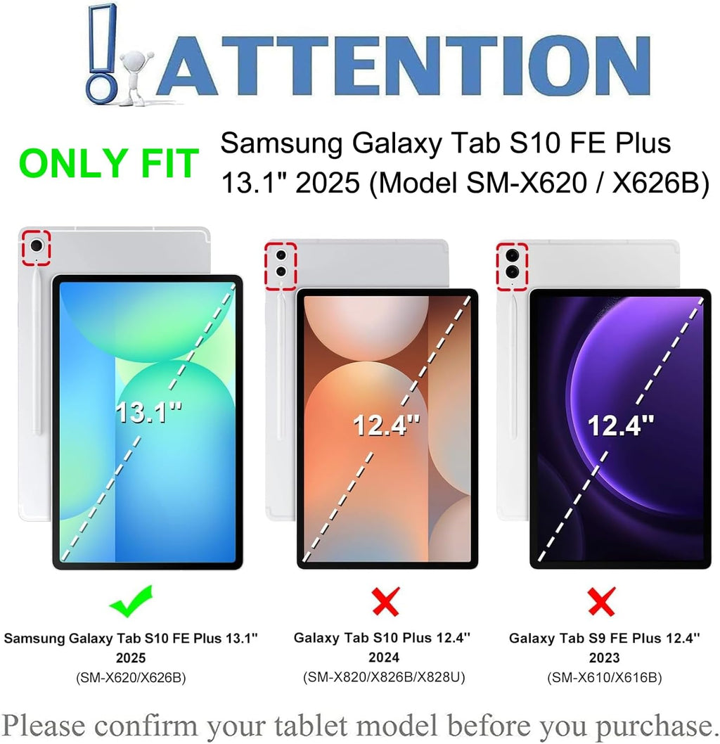 Touchpad Keyboard Case for Samsung Galaxy Tab S10 FE plus 13.1 Inch 2025 SM-X620/X626B, 7 Color Rainbow Backlight Detachable Bluetooth Trackpad Keyboard Folio Smart Cover with S Pen Holder