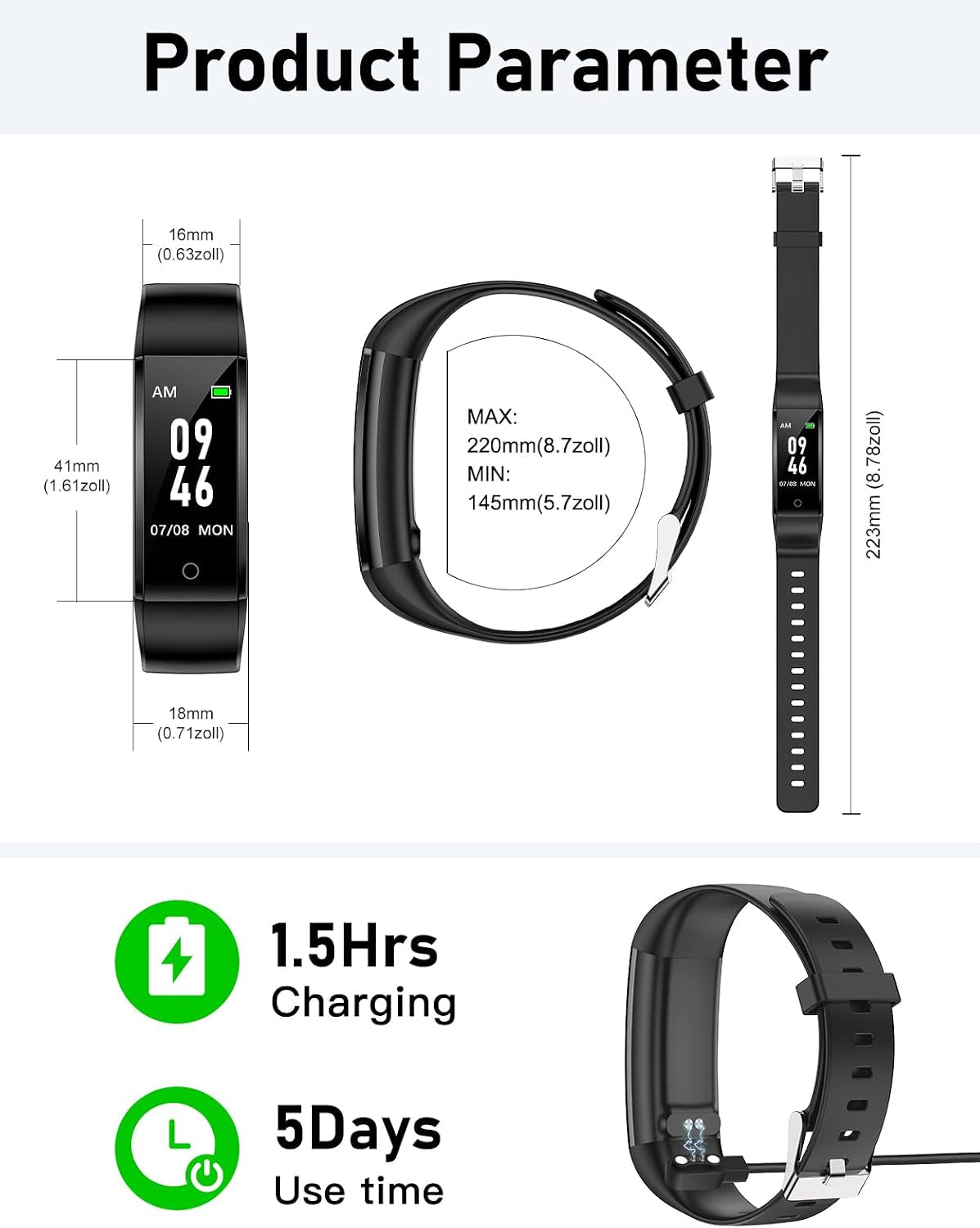 Non-Bluetooth Pedometer Step Counter Watch (No App/No Phone Required)
