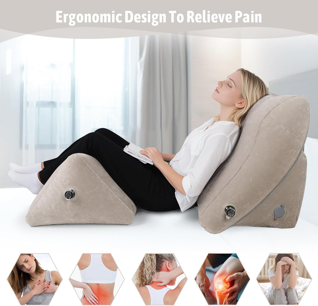 Inflatable Wedge Pillow Set – 2 Pack Portable Travel Wedge Pillow