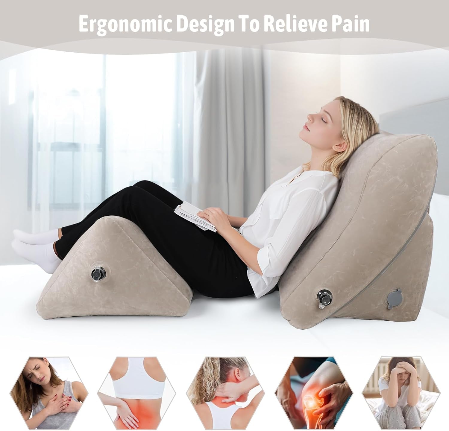 Inflatable Wedge Pillow Set – 2 Pack Portable Travel Wedge Pillow