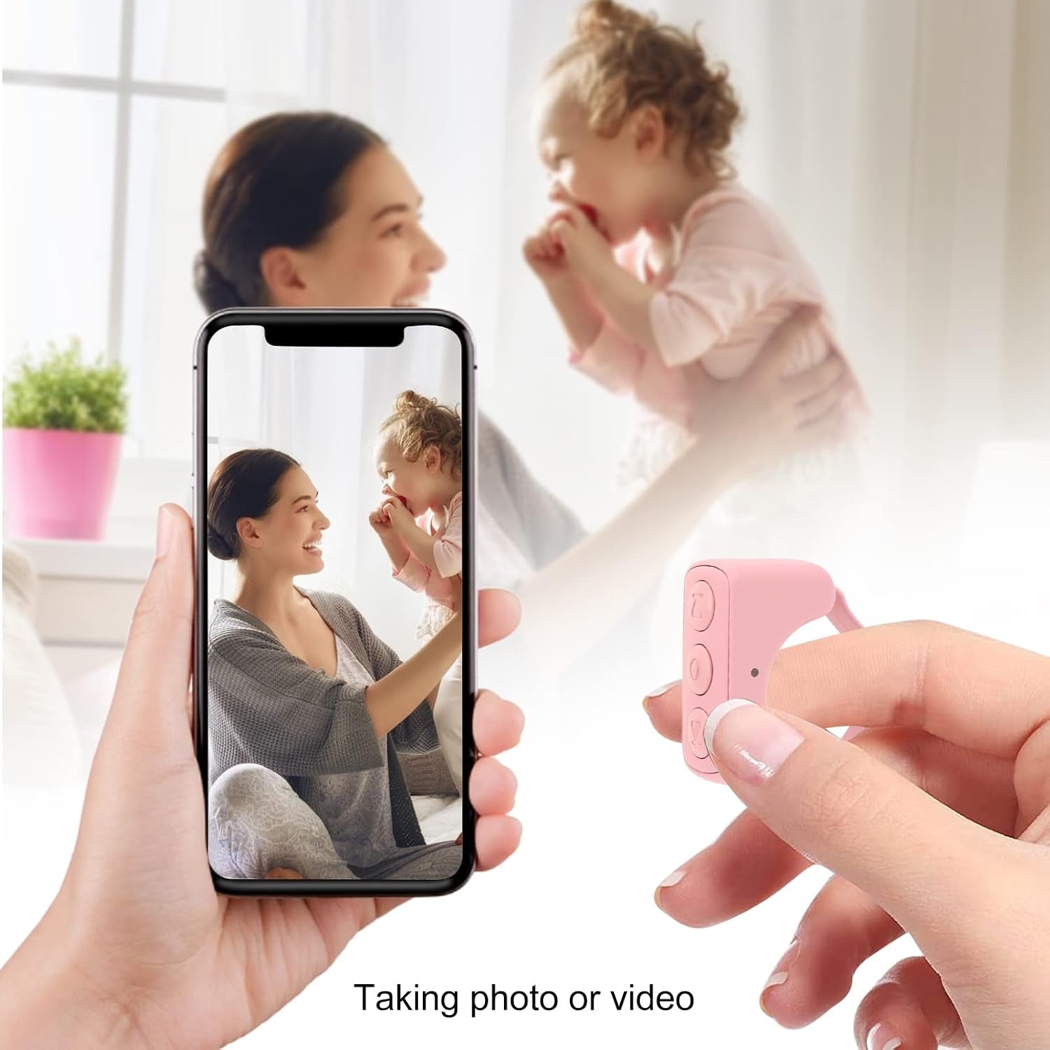Tiktok Remote Control Kindle APP Page Turner,Bluetooth Camera Video Recording Remote,App Remote Scrolling Ring Clicker,Tik Tok Scrolling Ring for Cell Phone (Pink)