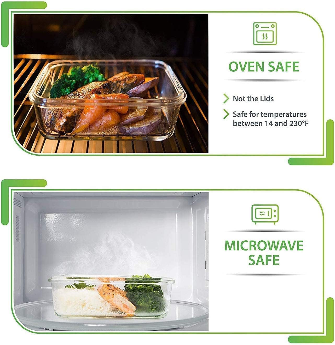 5 Pack 30Oz Glass Containers with Lids - 1 Compartment