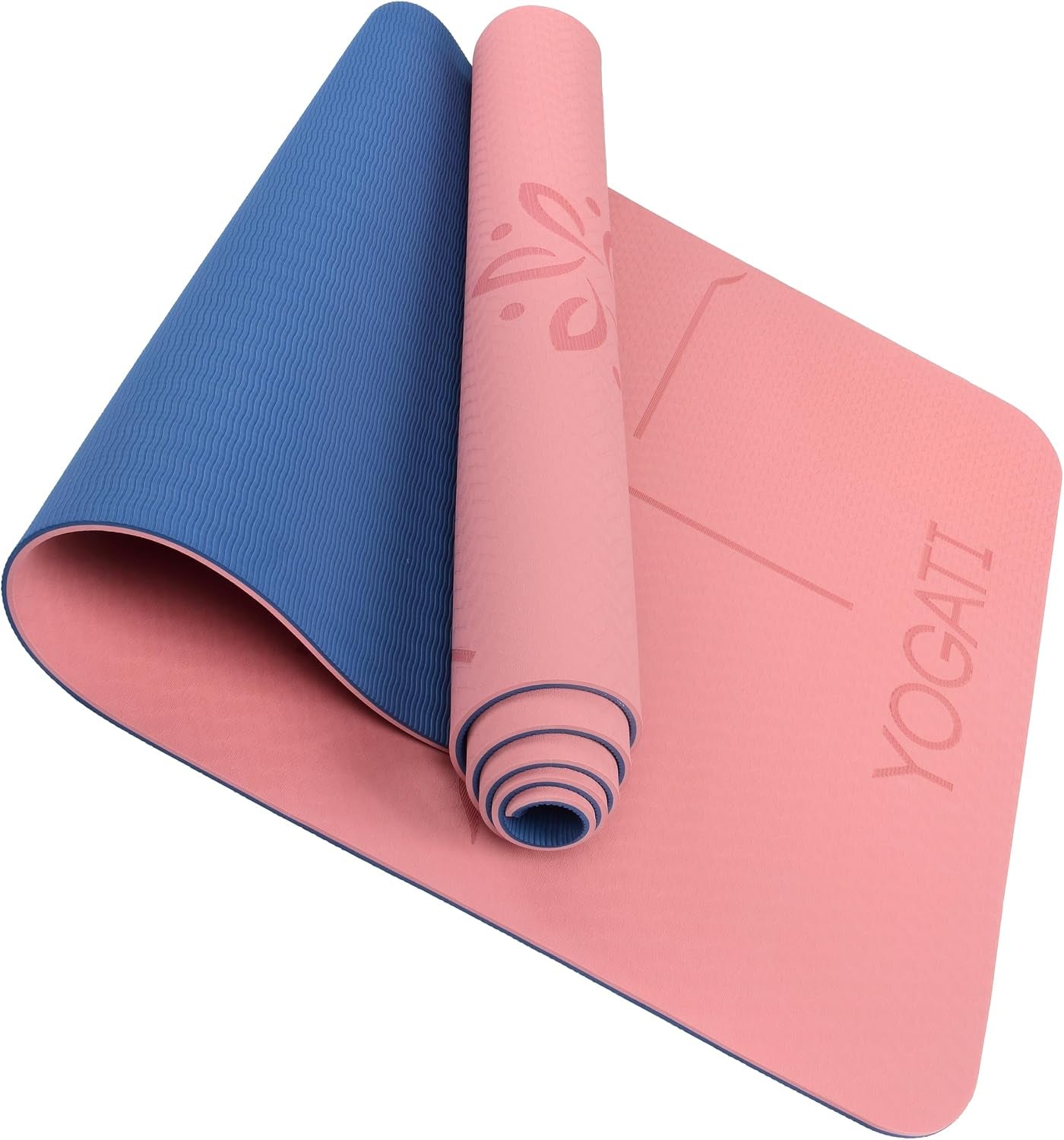 Yoga Mat with Alignment Lines. Yoga Mats with Carry Strap Perfect for Pilates and Fitness Workout, Eco Friendly Non Slip Thick Yoga Mats for Women and Men - Yoga Matt.