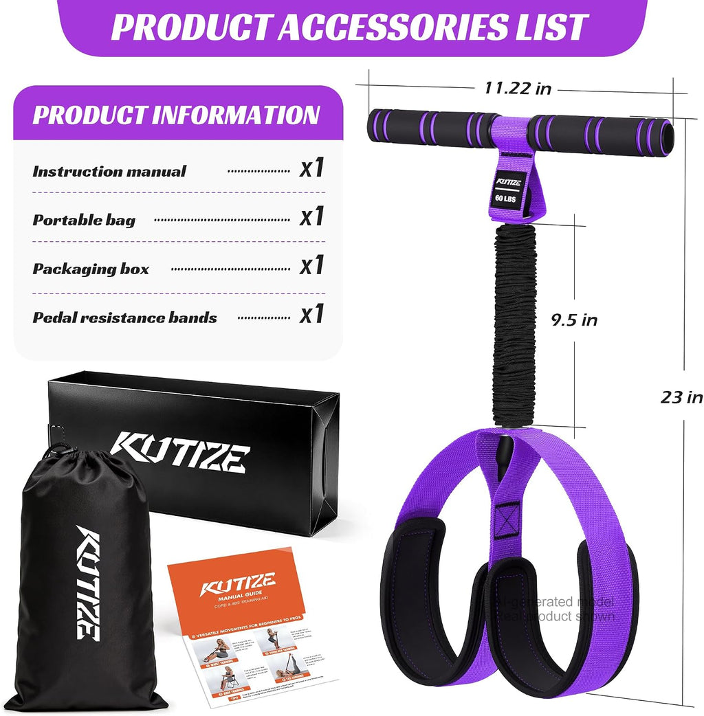 Multifunction Foot Pedal Resistance Band, Portable Leg & Arm Workout Equipment for Full Body Strength, Yoga, Pilates, Physical Therapy & Stretching, Core/Abs Ab Machine for Home Gym