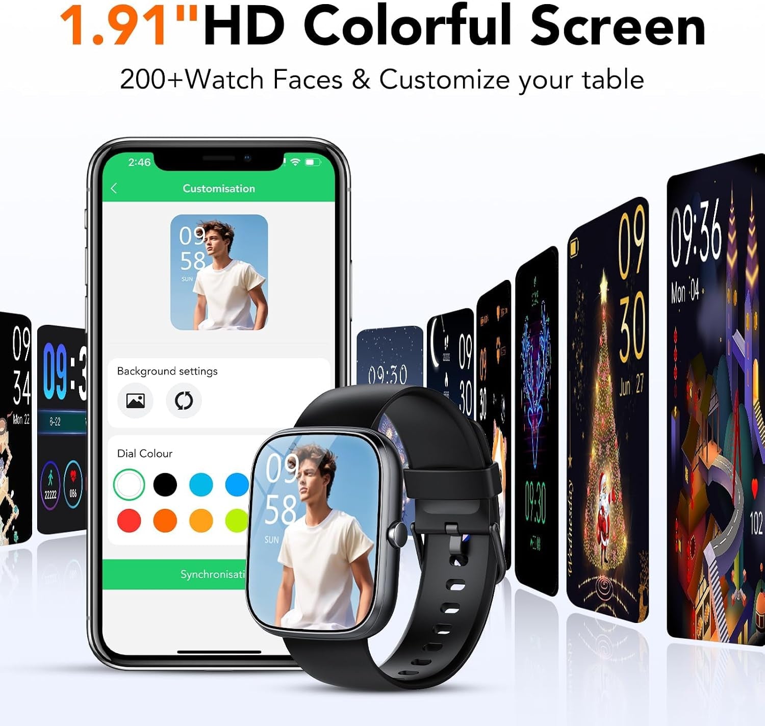 AI Voice Assistant Smart Watch for Men Women, Answer/Make Call,1.91''Hd Screen Fitness Watch with Heart Rate/Sleep Spo2 Monitor/Step Counter,115+ Sport Modes,Ip68 Waterproof Smartwatch for Android Ios