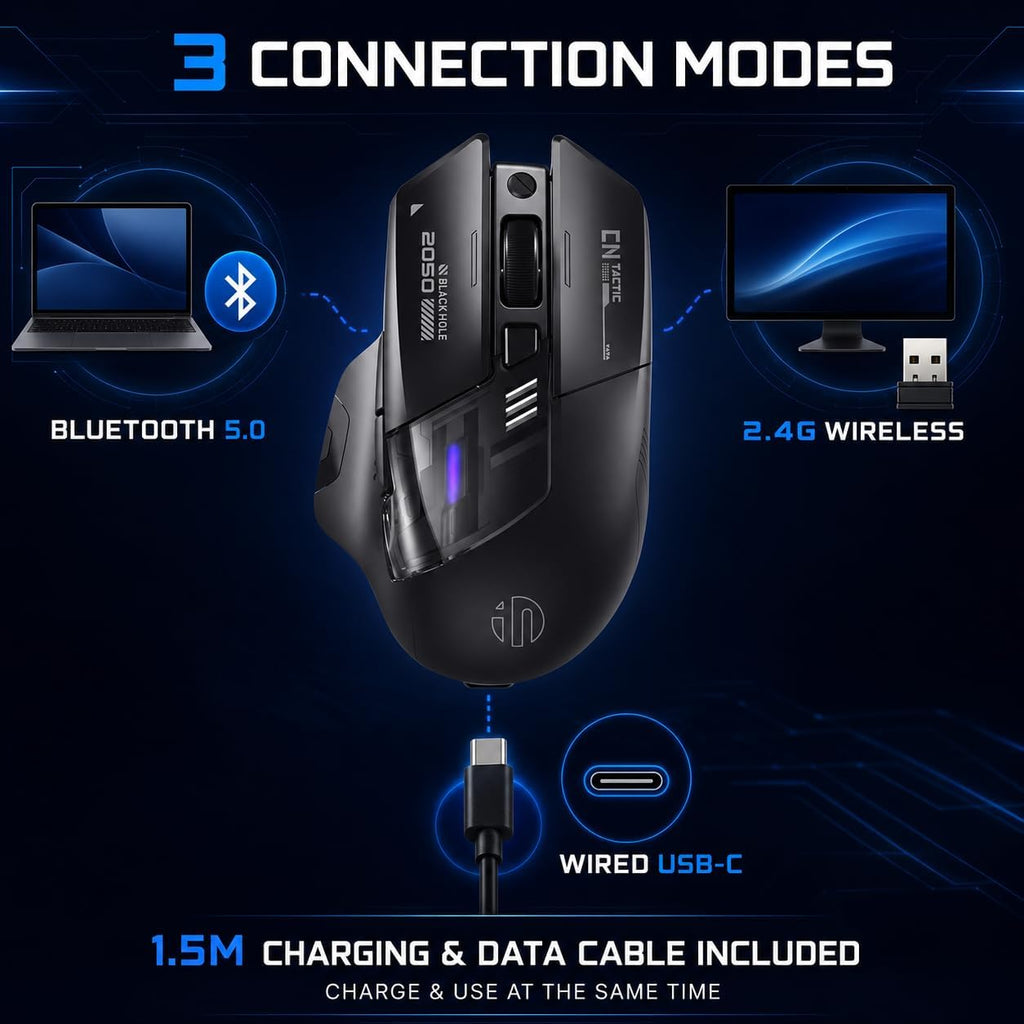 A9 V2 Explorer Wireless Gaming Mouse, 12800 DPI Silent Mouse