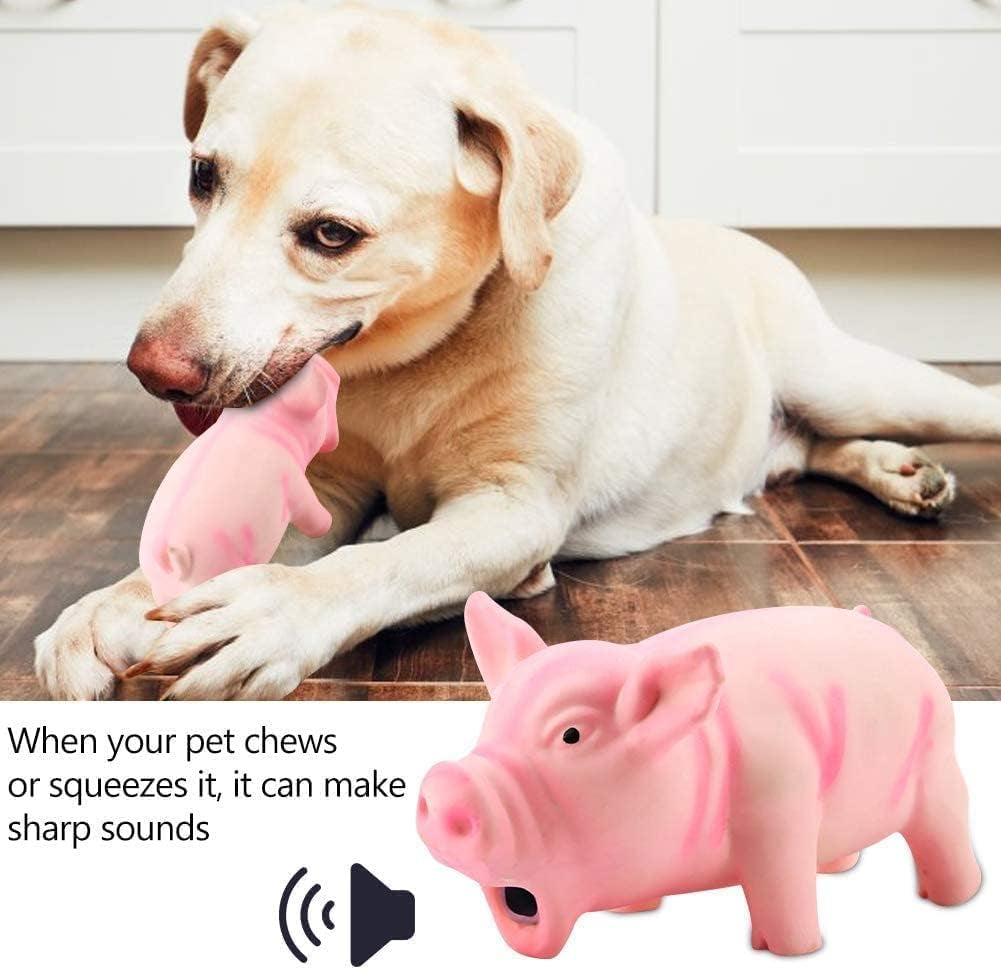 Latex Pig Soft Chew Dog Toy, Squeaky Pig Dog Toys, Pink Latex Puppy Toy Honking Pet Chew Grunting Toy Squeaky Dog Toys Latex Dog Toys Pet Chew Interactive Toys Dog Water Toys for Puppy Small Dog(Pink)