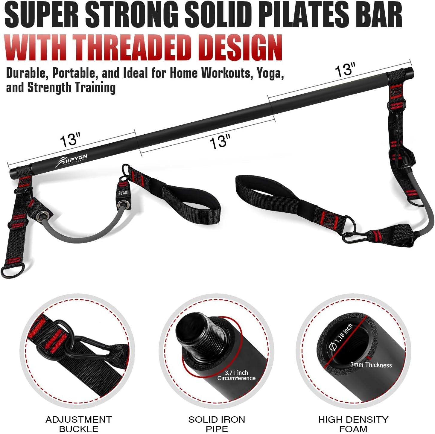 Pilates Bar Kit with Resistance Bands, Heavy Multifunctional 270Lbs Pilates Equipment for Strength Training, Abs, Back, Arms, Portable Home Gym & Travel Fitness Gear, Exercise Bands for Men