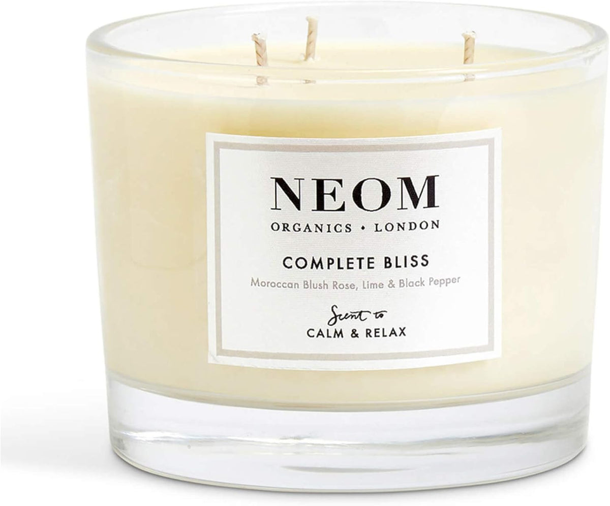 - Complete Bliss Scented Candle, 3 Wick | Blush Rose, Lime & Black Pepper | Essential Oil Aromatherapy Candle | Scent to De-Stress