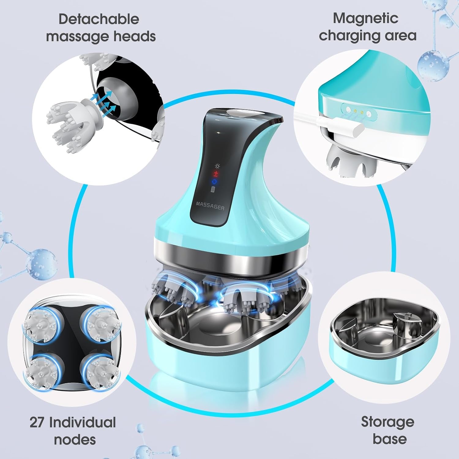 Deep Tissue Electric Head Massager, Cordless Waterproof Scalp Massager