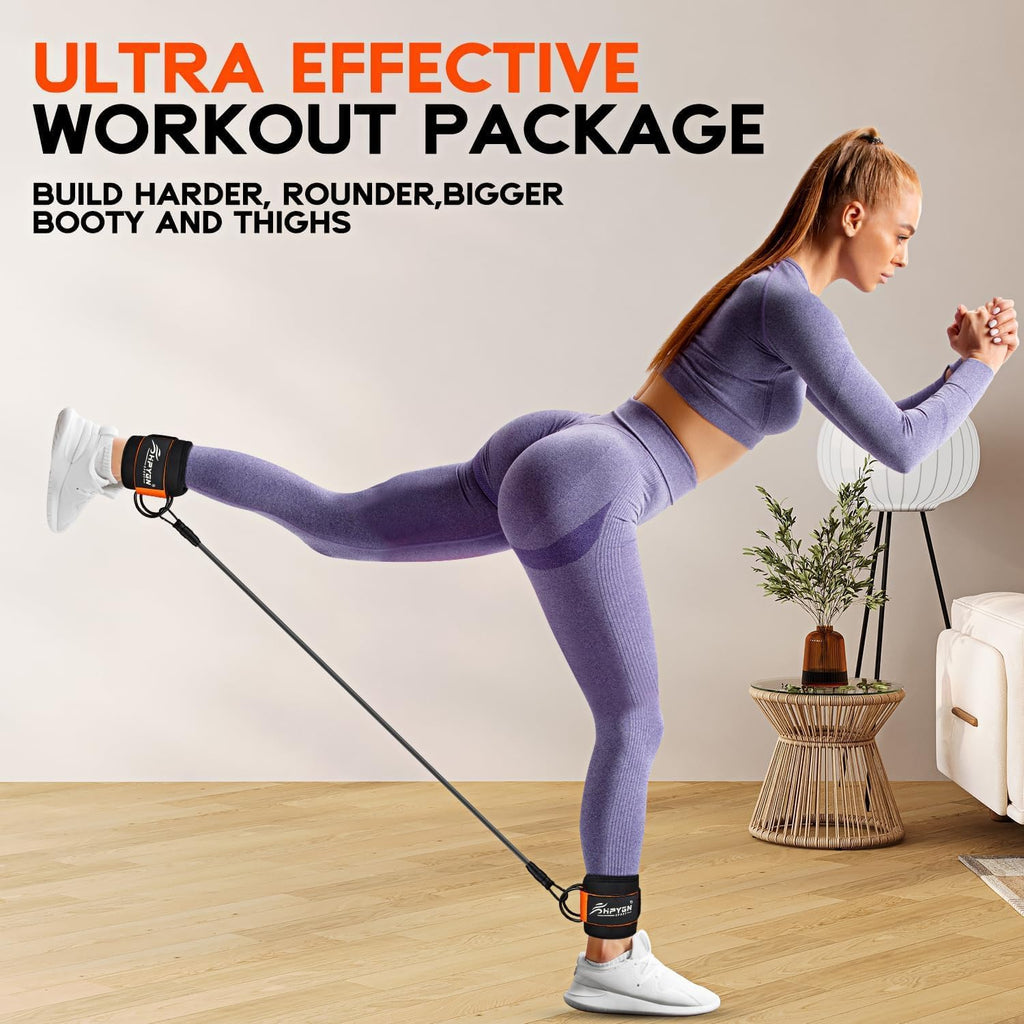 Ankle Resistance Bands with Cuffs, Ankle Bands for Working Out, Resistance Bands for Leg Butt Training Gym Equipment for Kickbacks Hip Gluteus Training Exercises, Ankle Strap with Exercise Bands